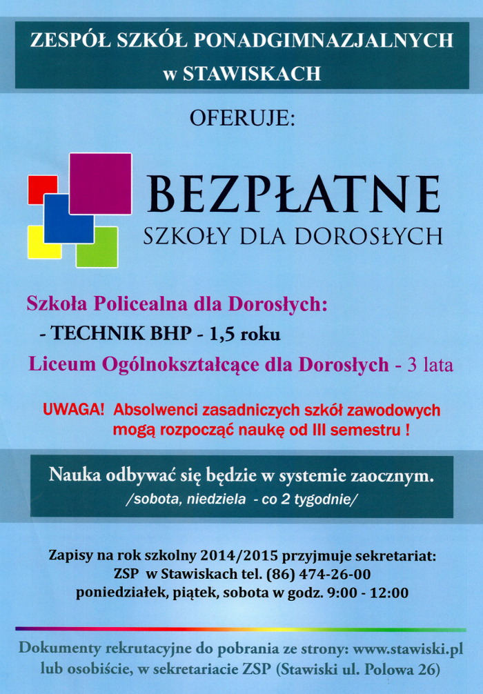 Bezpłatne szkoły dla dorosłych