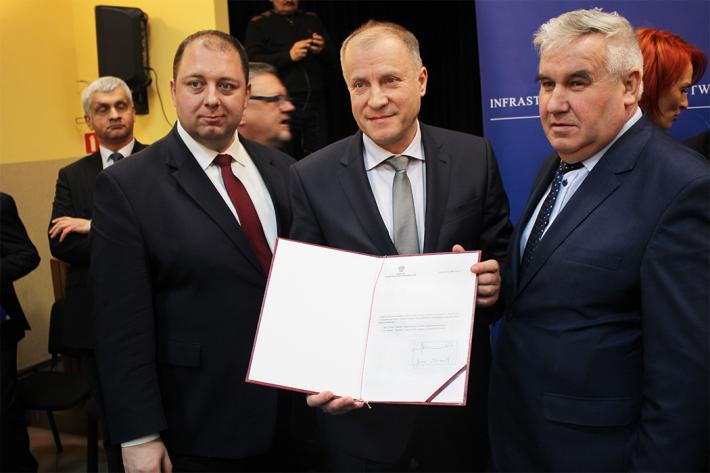 Konferencja w GOKIS w Stawiskach w sprawie ogłoszenia przetargów na budowę odcinków drogi S61