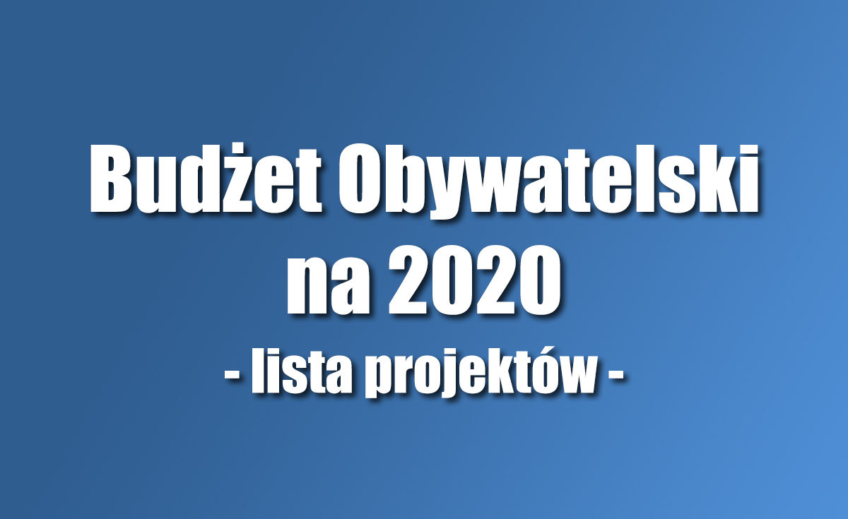 Lista projektów zadań zgłoszonych do Budżetu Obywatelskiego na 2020 rok