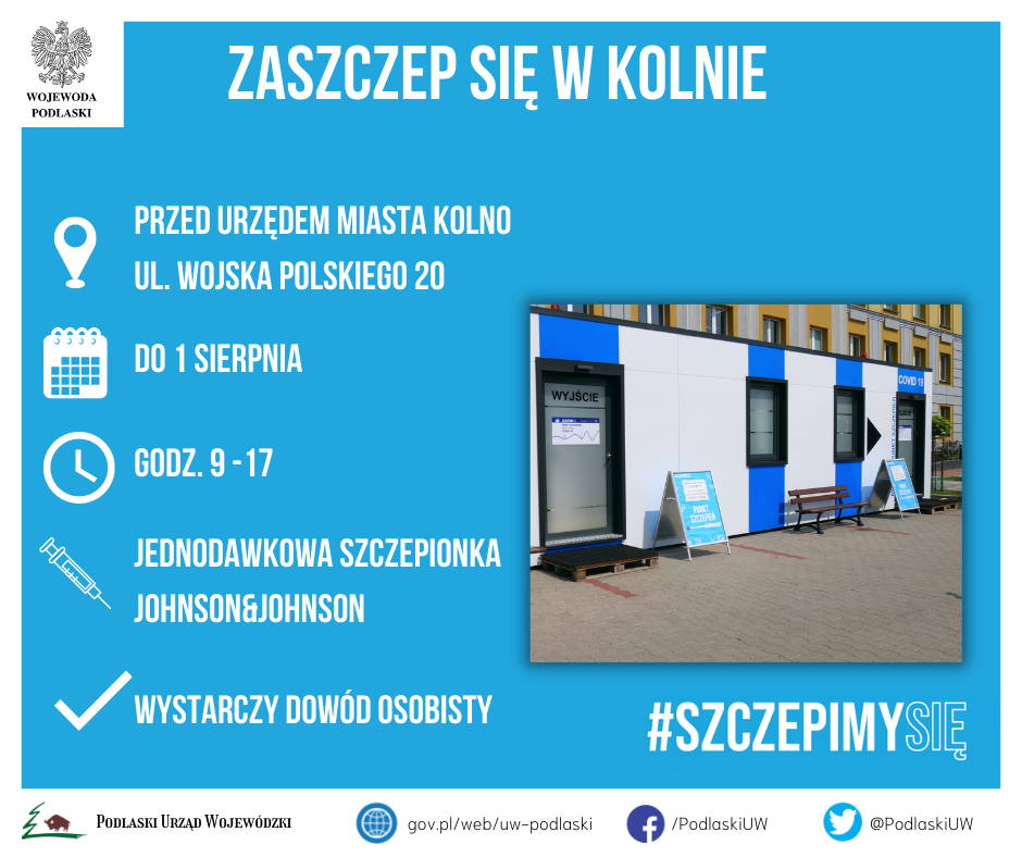 Zaszczep się w Kolnie - Mobilny Punkt Szczepień przed UM w Kolnie