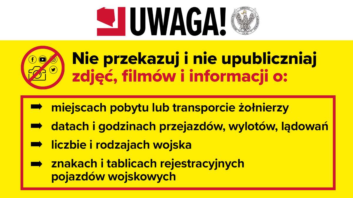 Prośba o nieupublicznianie w Internecie informacji o charakterze wojskowym