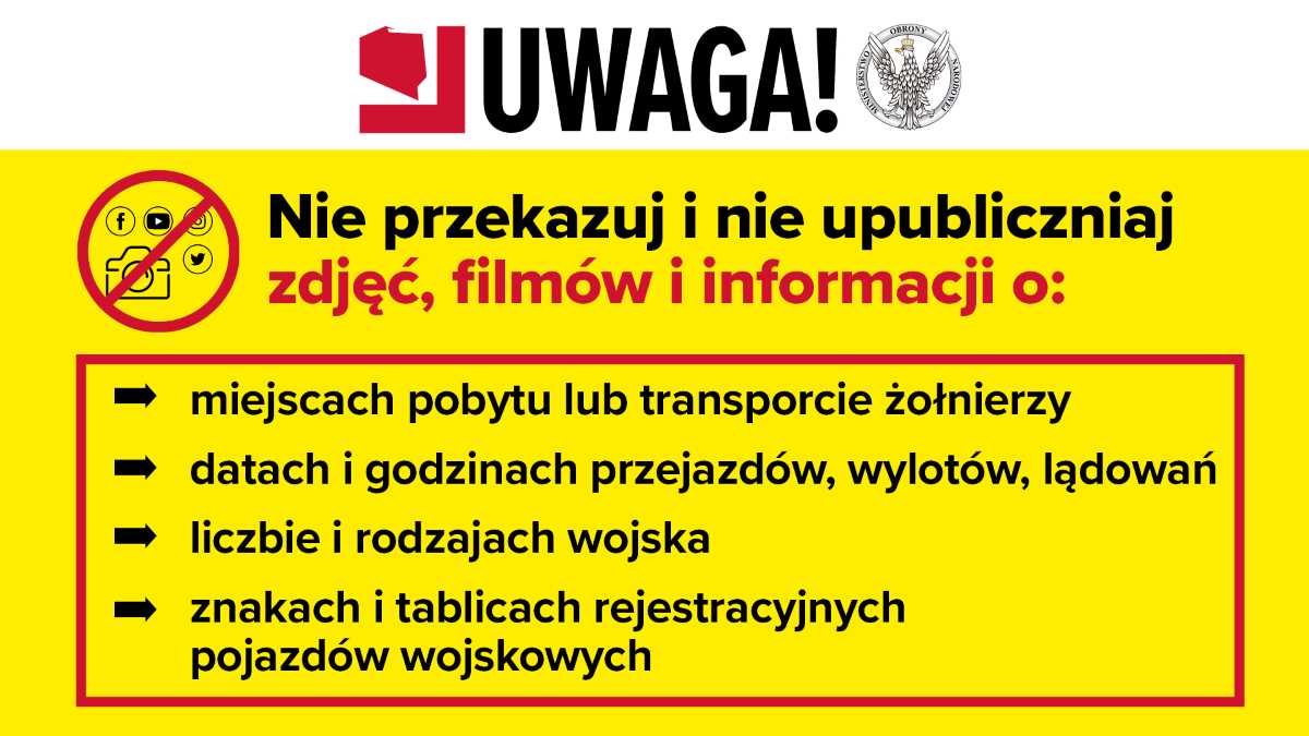 Prośba o nieupublicznianie w Internecie informacji o charakterze wojskowym